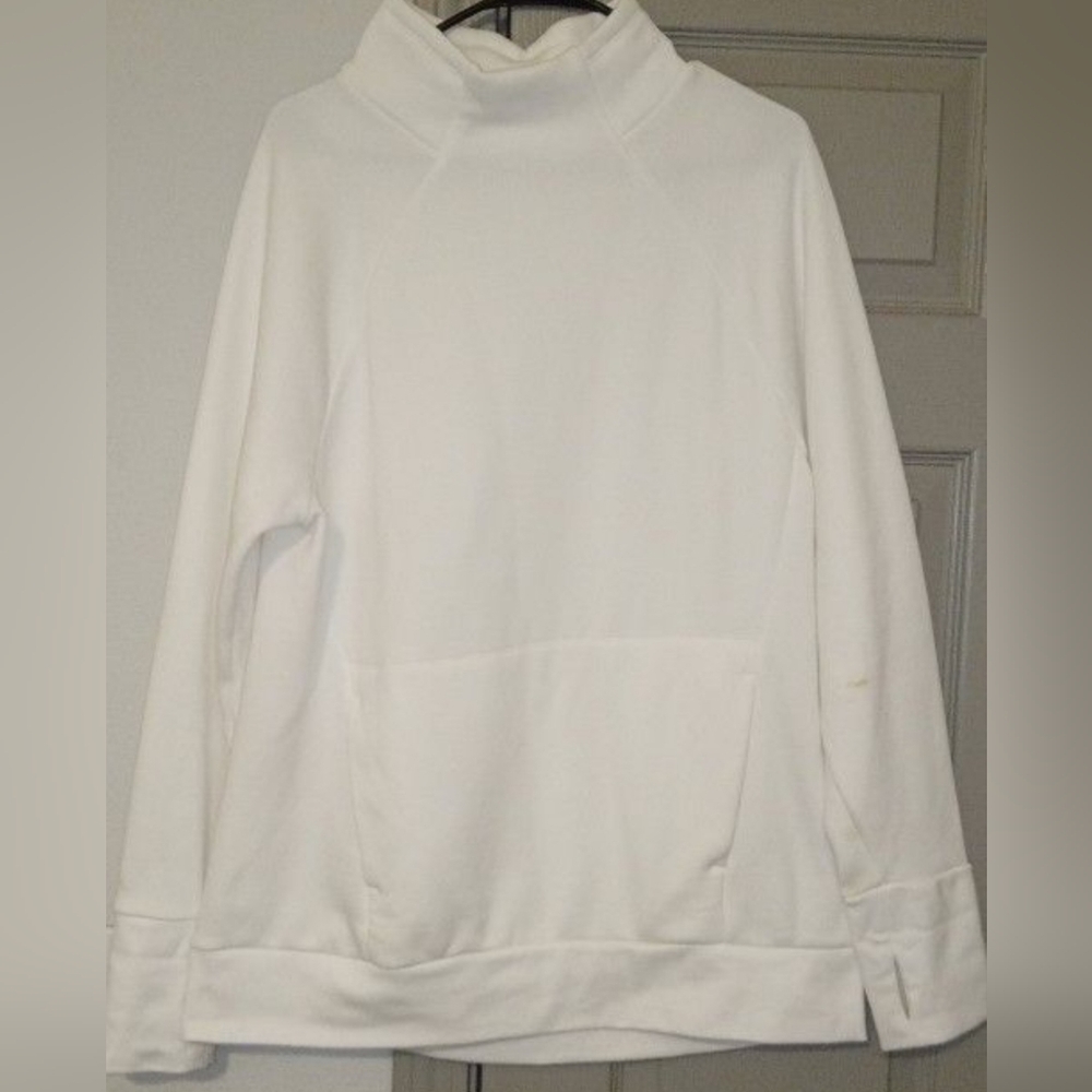 Womens Sz L White Fabletics Pullover Mock Turtleneck Sweater